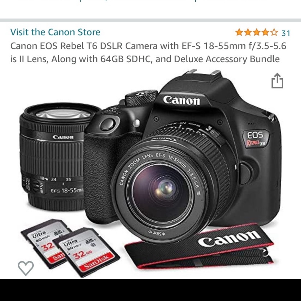 Canon EOS Rebel T6 DSLR Camera/EF-S 18-55mm f/3.5-5.6 is Il Lens/Accessories